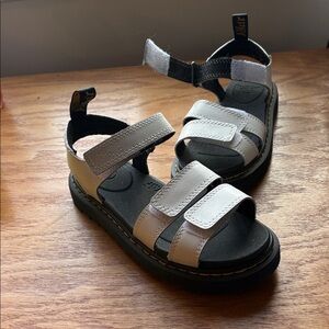 Dr. Martens White Leather Triple-Strap Velcro Sandals